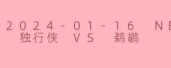 ### 2024年1月16日 NBA常规赛:独行侠迎战鹈鹕的精彩对决